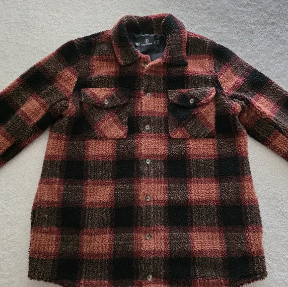 Volcom Silent Sherpa Jacket, Women's Size Large, EUC - Multicolor Plaid - Picture 10 of 10
